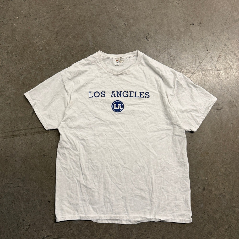 Fruit of the Loom Los Angeles LA Y2K T-Shirt Mens XL White Cotton Short Sleeve